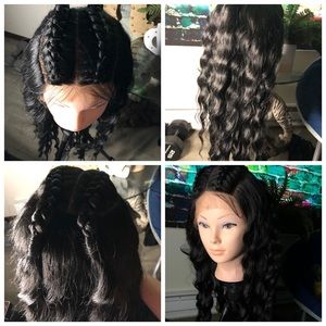Lace front black braided wig